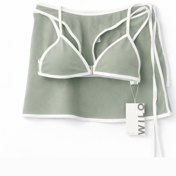 Mint Green Bikini Set with Skirt - Picture 3 of 5